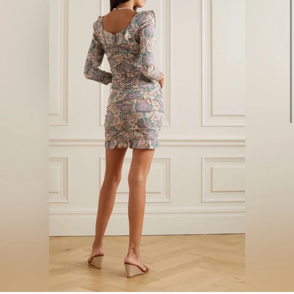NWT Veronica Beard Lozano Floral Silk Ruched Minidress - Picture 2 of 9